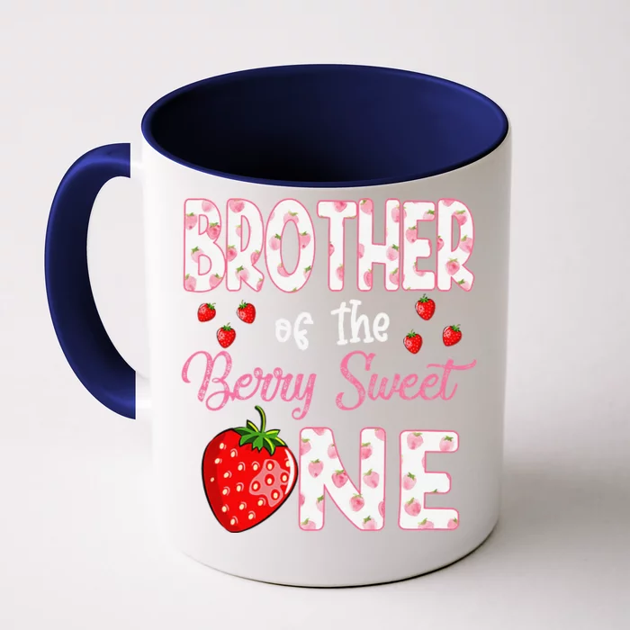 Brother Of The Berry Sweet One Strawberry First Birthday Front & Back Coffee Mug