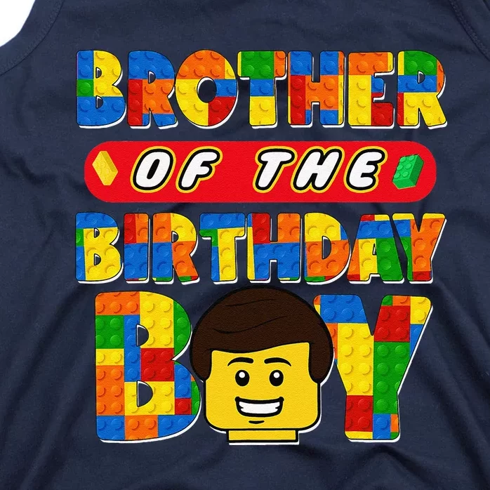 Brother Of The Birthday Boy Building Brick Family Matching Tank Top