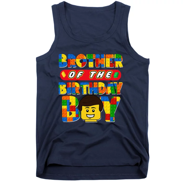 Brother Of The Birthday Boy Building Brick Family Matching Tank Top