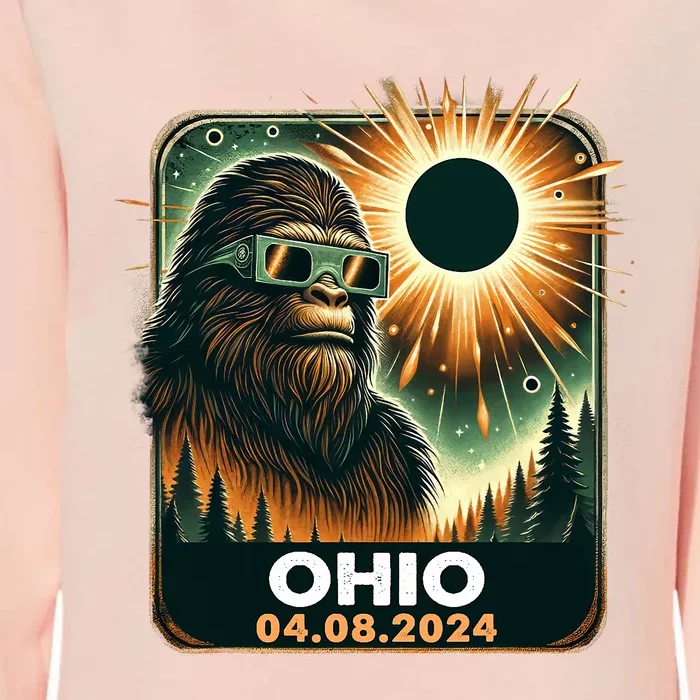 Bigfoot Ohio Total Solar Eclipse 2024 With Eclipse Glasses Womens California Wash Sweatshirt