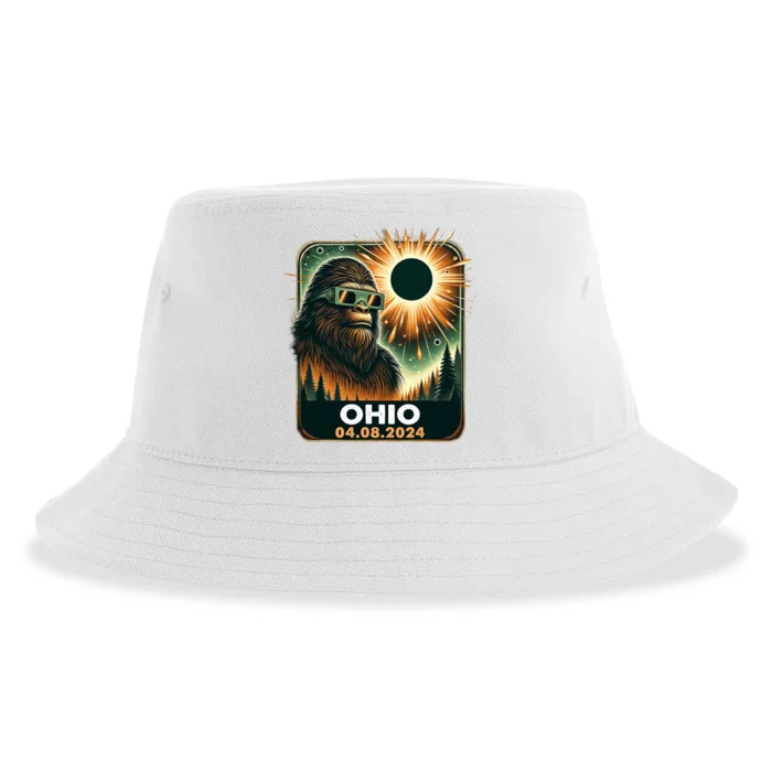 Bigfoot Ohio Total Solar Eclipse 2024 With Eclipse Glasses Sustainable Bucket Hat