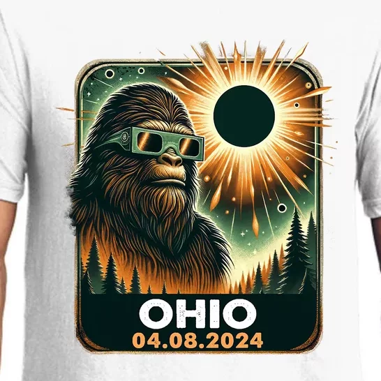 Bigfoot Ohio Total Solar Eclipse 2024 With Eclipse Glasses Pajama Set