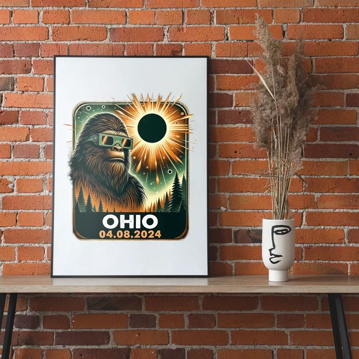 Bigfoot Ohio Total Solar Eclipse 2024 With Eclipse Glasses Poster