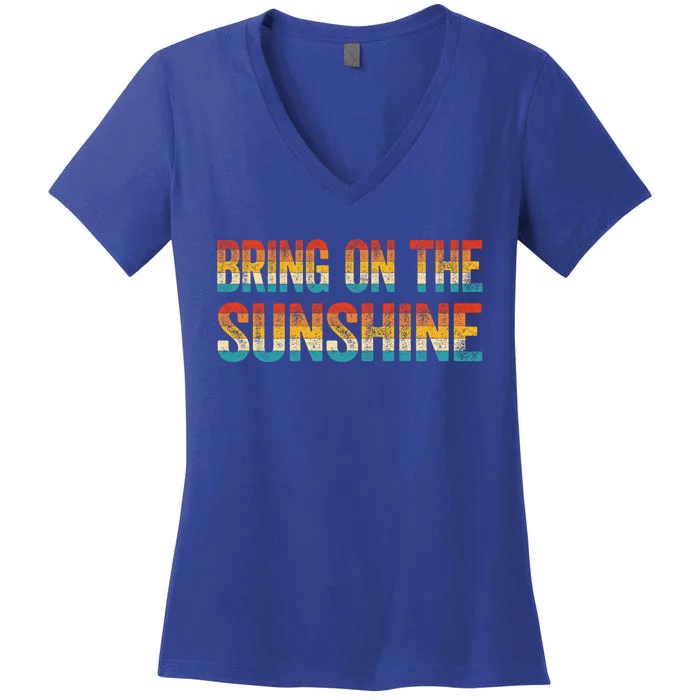 Bring On The Sunshine Gift Vintage Colours Retro Sunshine Gift Women's V-Neck T-Shirt