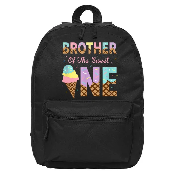 Brother Of The Sweet One Ice Cream 1st First Birthday Family 16 in Basic Backpack