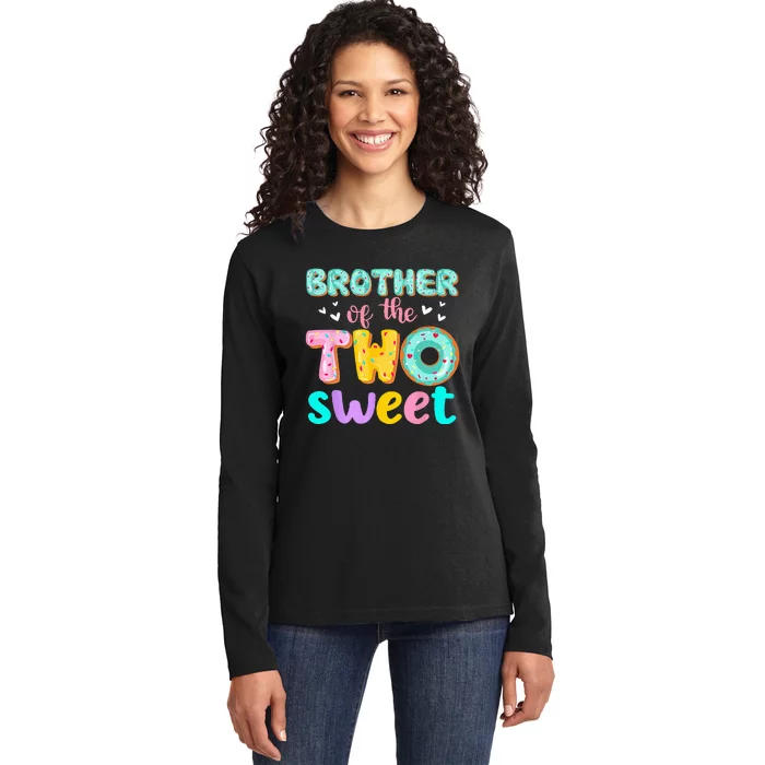 Brother Of The Two Sweet Donut Birthday Family Theme Girl Ladies Long Sleeve Shirt