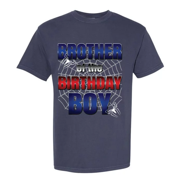 Brother Of The Birthday Boy Spider Web Family Matching Garment-Dyed Heavyweight T-Shirt