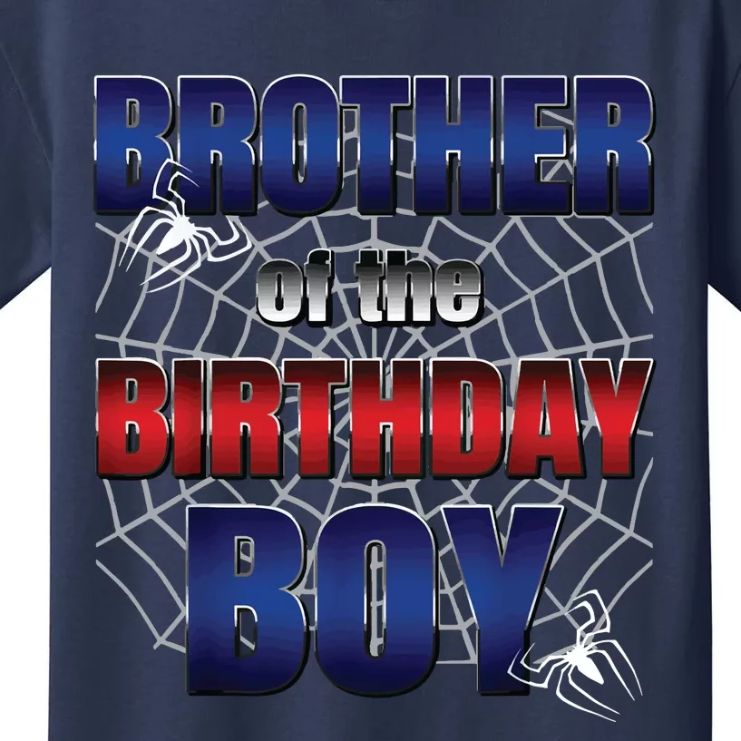 Brother Of The Birthday Boy Spider Web Family Matching Kids T-Shirt