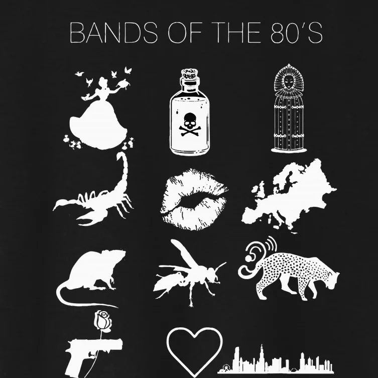 Bands Of The 80s Hair Bands Rock Bands 1980s Women's Crop Top Tee