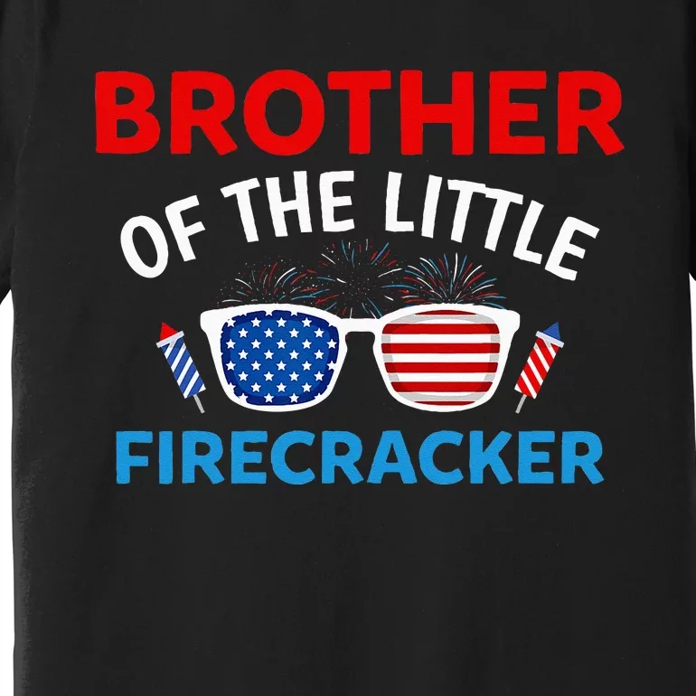 Brother Of The Little Firecracker 4th of July Birthday Gifts Premium T-Shirt