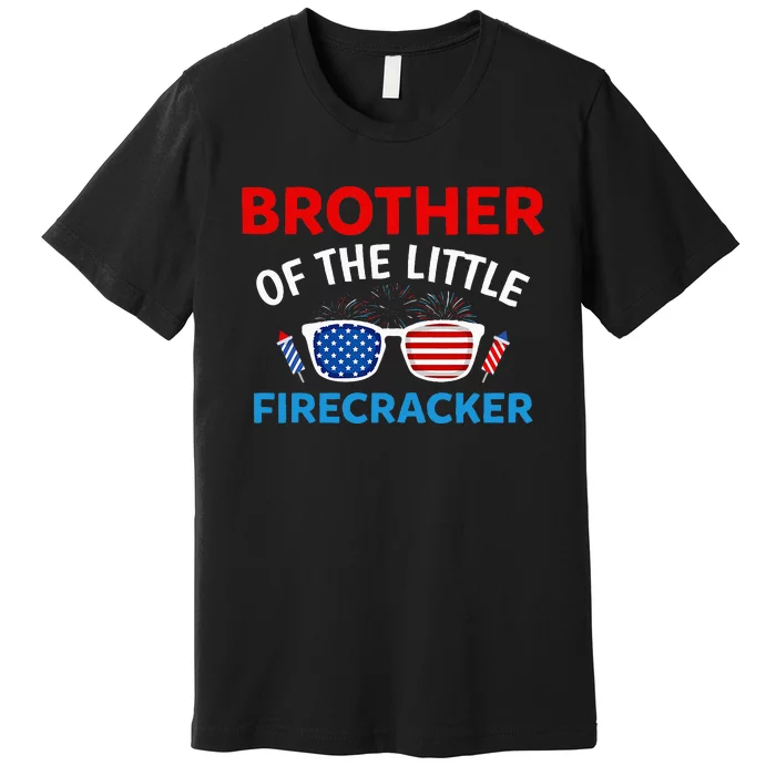 Brother Of The Little Firecracker 4th of July Birthday Gifts Premium T-Shirt