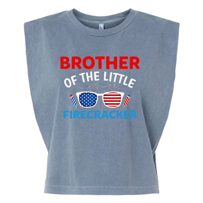 Brother Of The Little Firecracker 4th of July Birthday Gifts Garment-Dyed Women's Muscle Tee