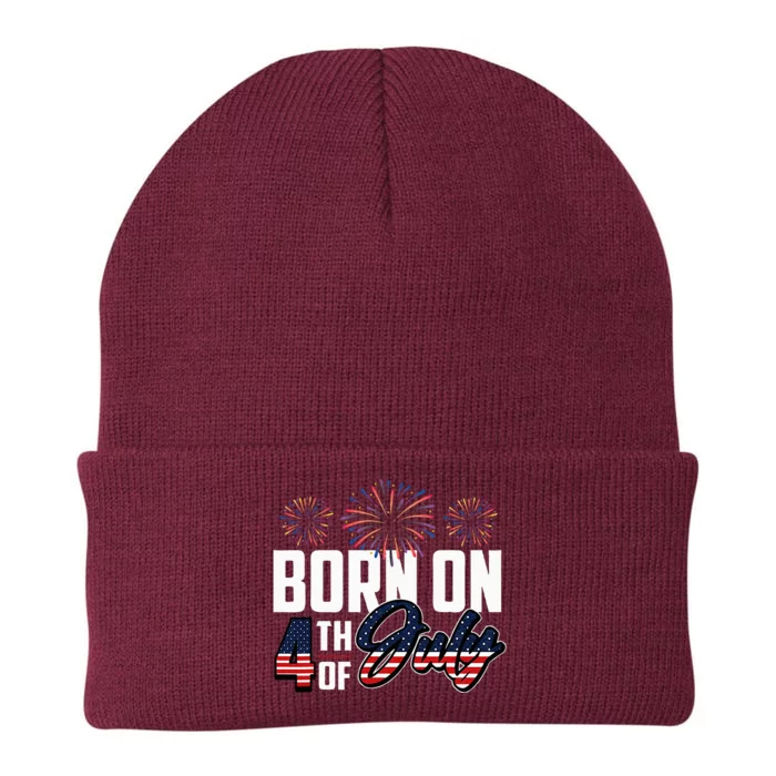 Born On The Fourth Of July 4th Of July Birthday Patriotic Knit Cap Winter Beanie