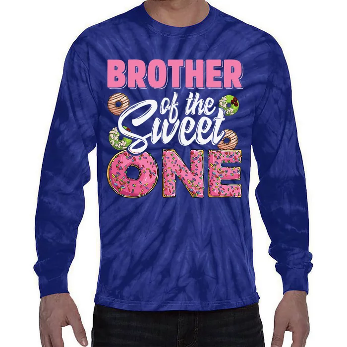 Brother Of The Sweet One Birthday 1st Bday Donut One Party Tie-Dye Long Sleeve Shirt