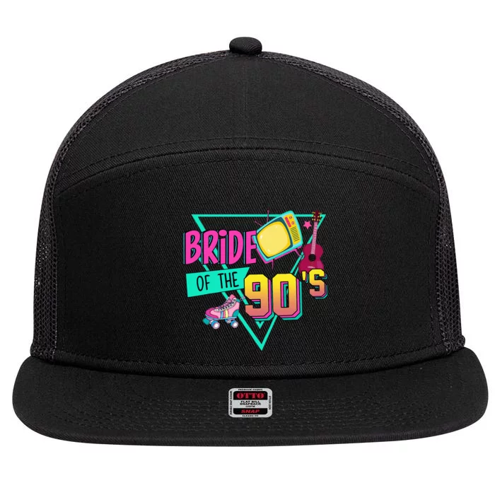 Bride Of The 90s Retro 90s Bride Bachelorette 7 Panel Mesh Trucker Snapback Hat