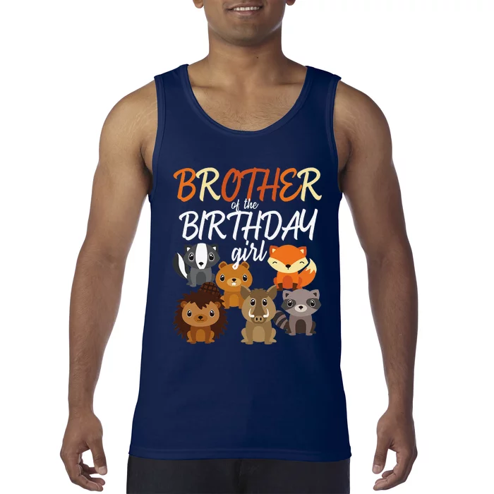 Brother Of The Birthday Girl Woodland Party Matching Family Tank Top