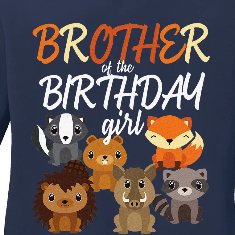 Brother Of The Birthday Girl Woodland Party Matching Family Ladies Long Sleeve Shirt