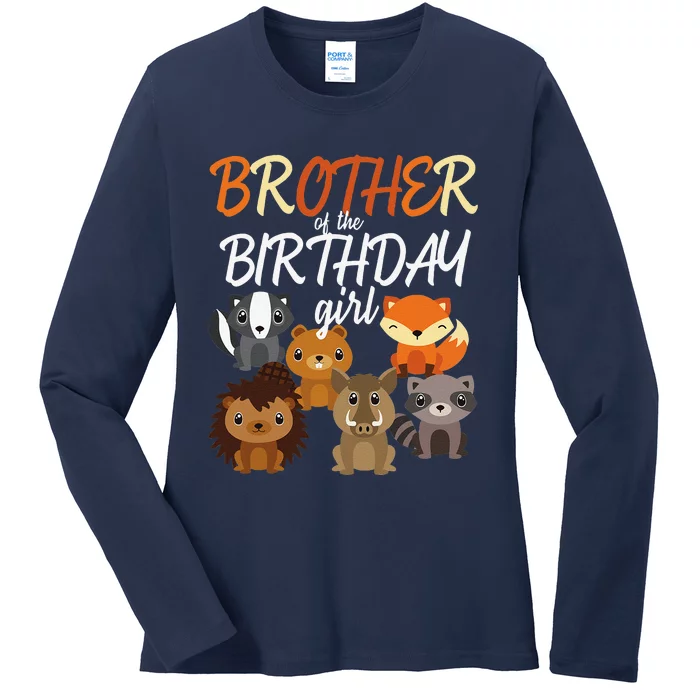 Brother Of The Birthday Girl Woodland Party Matching Family Ladies Long Sleeve Shirt