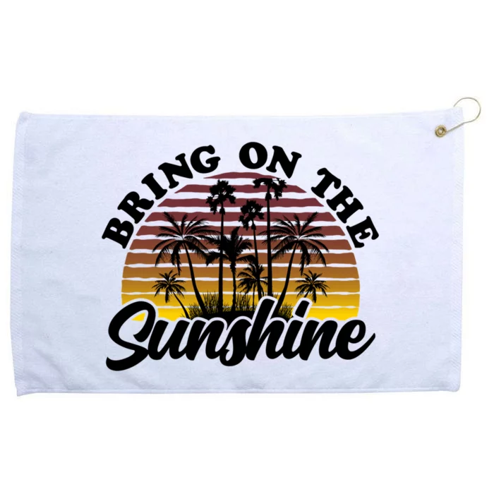 Bring On The Sunshine Sun Summer Tropical Coconut Palm Tree Gift Grommeted Golf Towel