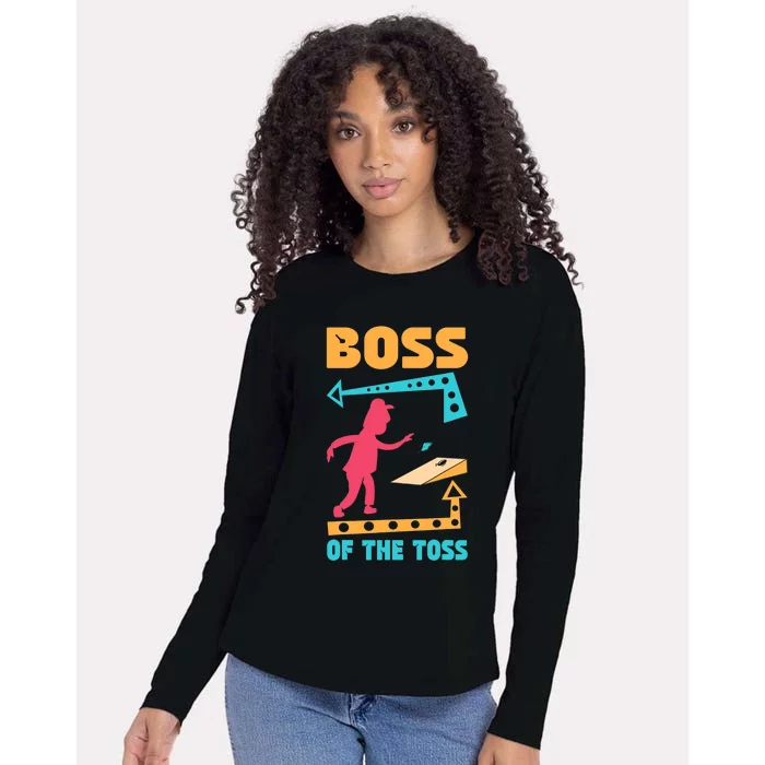 Boss Of The Toss Dad Cornhole Game Bean Bag Toss Funny Womens Cotton Relaxed Long Sleeve T-Shirt