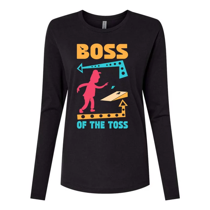 Boss Of The Toss Dad Cornhole Game Bean Bag Toss Funny Womens Cotton Relaxed Long Sleeve T-Shirt