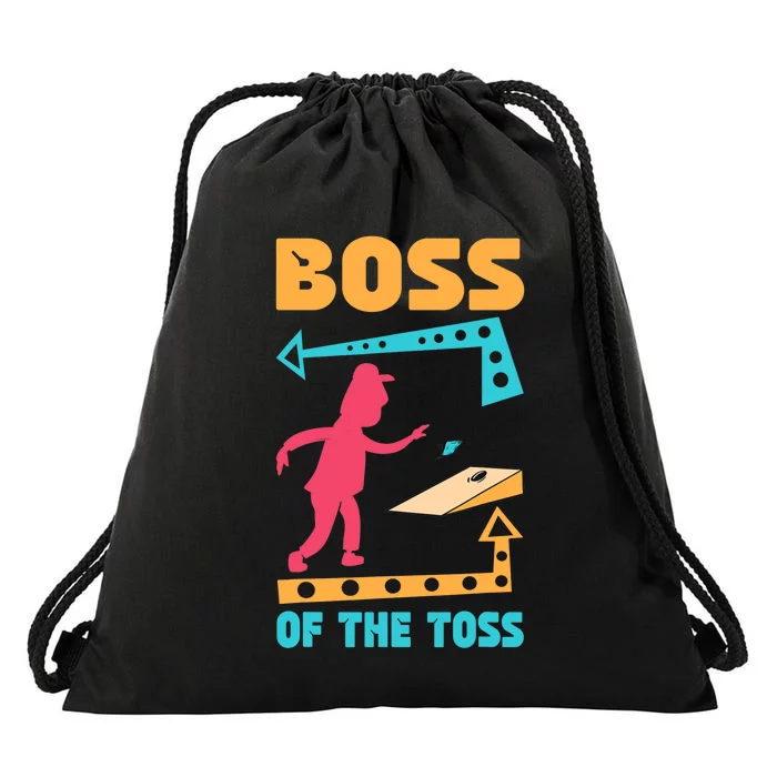 Boss Of The Toss Dad Cornhole Game Bean Bag Toss Funny Drawstring Bag