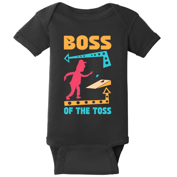 Boss Of The Toss Dad Cornhole Game Bean Bag Toss Funny Baby Bodysuit