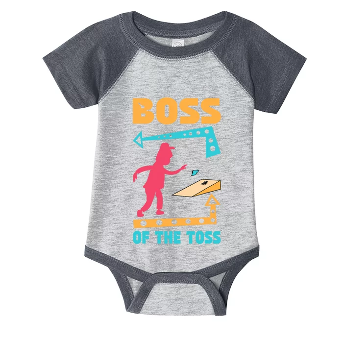 Boss Of The Toss Dad Cornhole Game Bean Bag Toss Funny Infant Baby Jersey Bodysuit