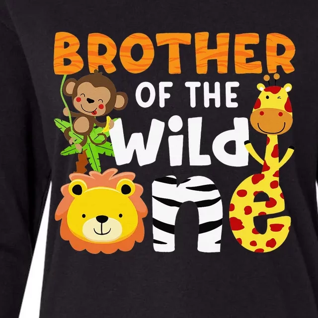 Brother of the Wild One Zoo Theme Bday Safari Jungle Animals Womens Cotton Relaxed Long Sleeve T-Shirt