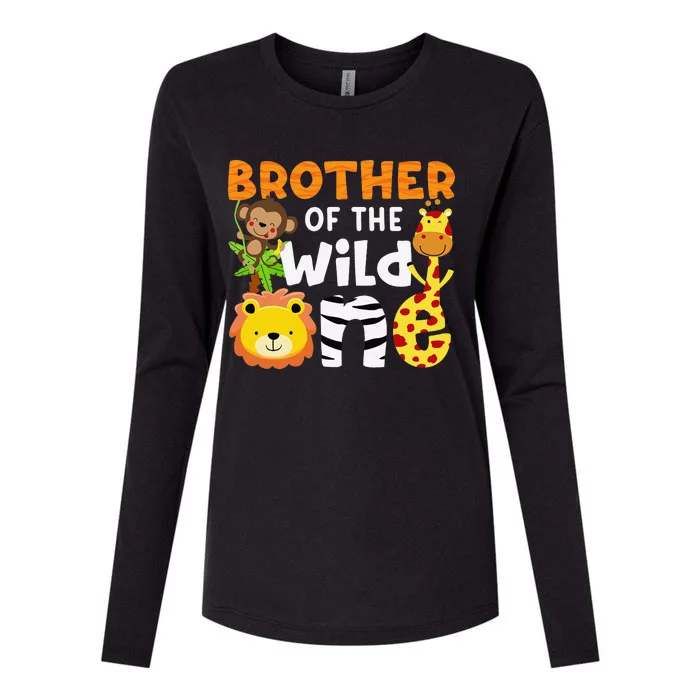 Brother of the Wild One Zoo Theme Bday Safari Jungle Animals Womens Cotton Relaxed Long Sleeve T-Shirt