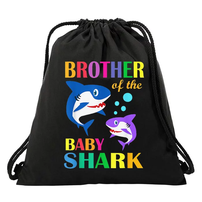 Brother Of The Baby Birthday Shark Brother Shark Christmas Drawstring Bag