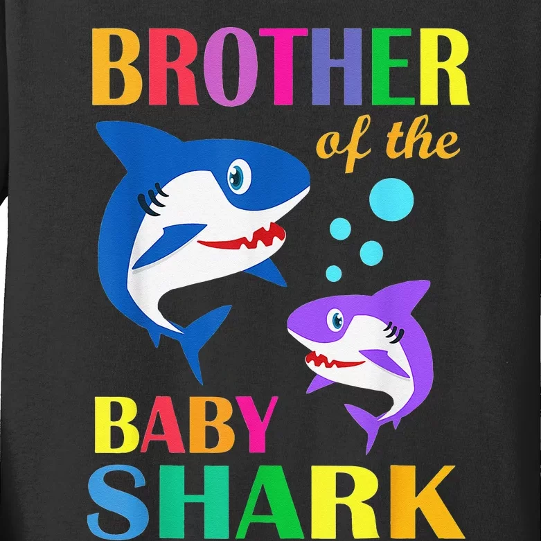 Brother Of The Baby Birthday Shark Brother Shark Christmas Kids Long Sleeve Shirt