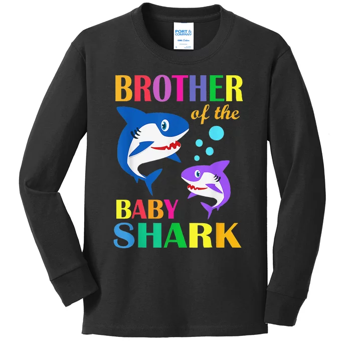 Brother Of The Baby Birthday Shark Brother Shark Christmas Kids Long Sleeve Shirt