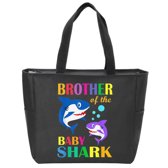 Brother Of The Baby Birthday Shark Brother Shark Christmas Zip Tote Bag