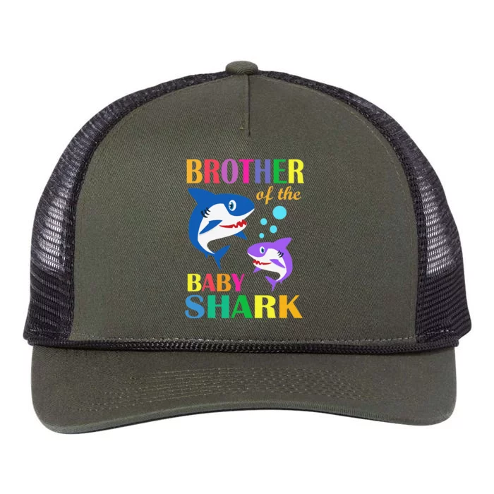 Brother Of The Baby Birthday Shark Brother Shark Christmas Retro Rope Trucker Hat Cap