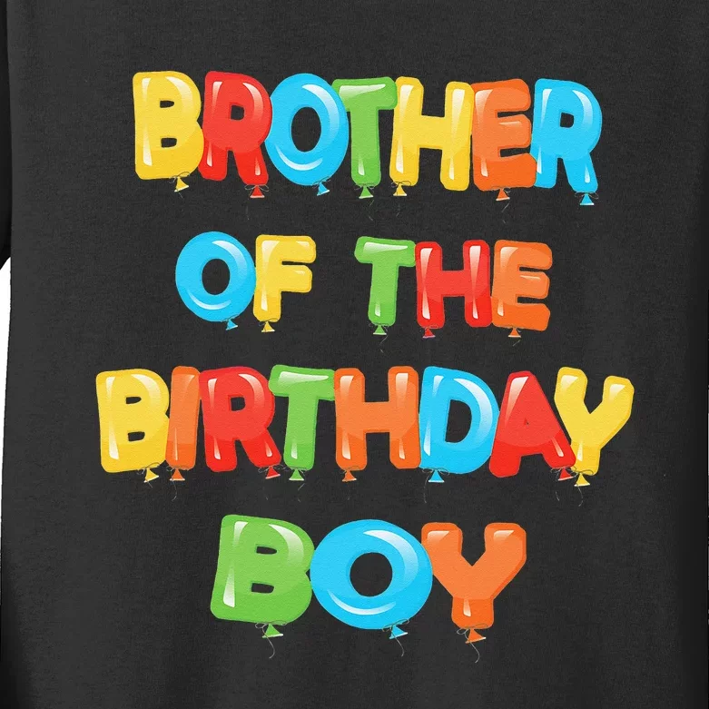 Brother Of The Birthday Balloon Party Kids Long Sleeve Shirt