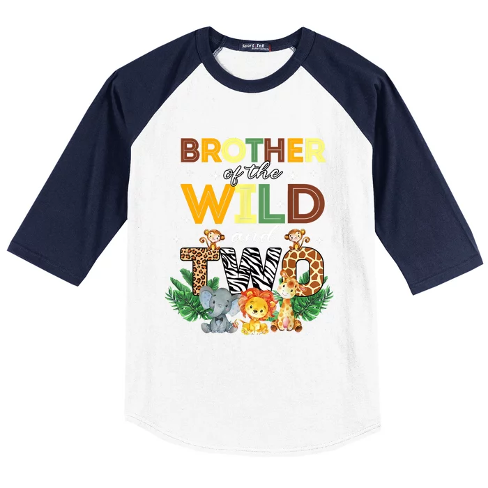 Brother Of The Wild Two Zoo Birthday Safari Jungle Animal Baseball Sleeve Shirt