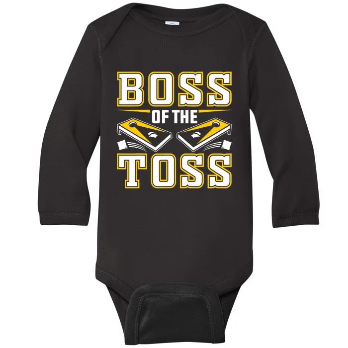 Boss Of The Toss Cornhole Funny Baby Long Sleeve Bodysuit