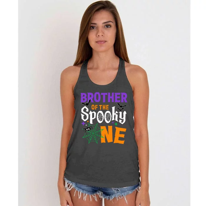 Brother Of The Spooky One Halloween 1st Birthday Women's Knotted Racerback Tank