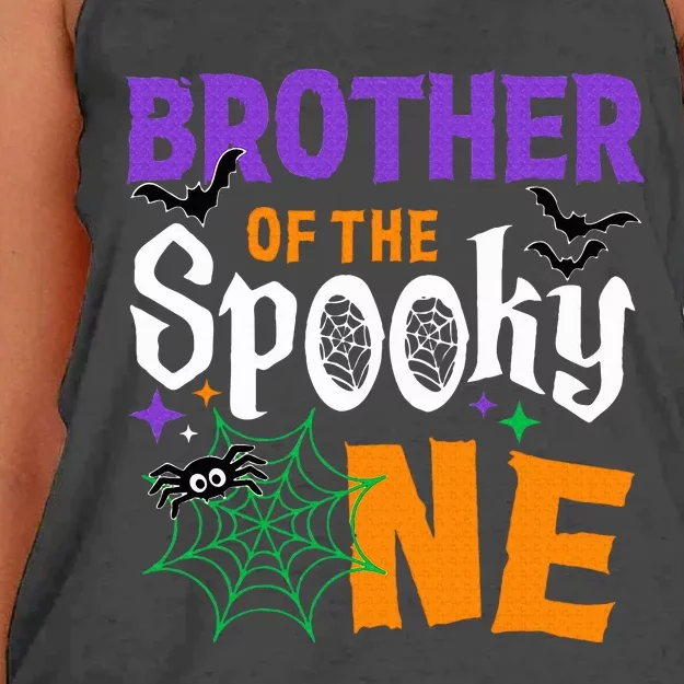 Brother Of The Spooky One Halloween 1st Birthday Women's Knotted Racerback Tank