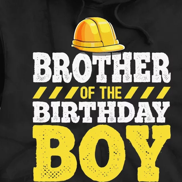 Brother of the Birthday Construction Birthday Party Tie Dye Hoodie