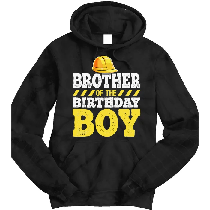 Brother of the Birthday Construction Birthday Party Tie Dye Hoodie