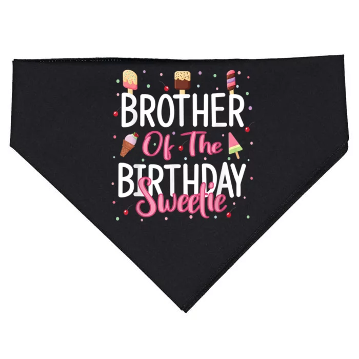 Brother Of The Birthday Sweetie Girl Ice Cream Theme Party USA-Made Doggie Bandana