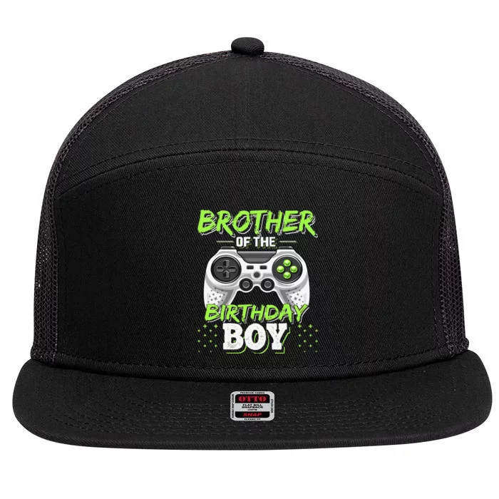 Brother of the Birthday Matching Video Game Birthday 7 Panel Mesh Trucker Snapback Hat