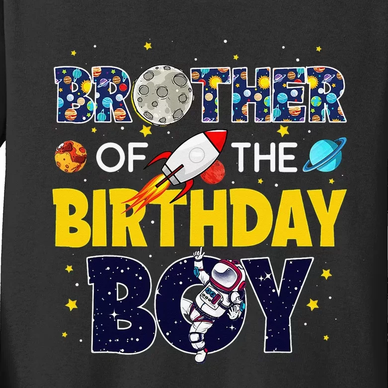 Brother of The Birthday Outer Space Daddy Papa 2nd Kids Long Sleeve Shirt