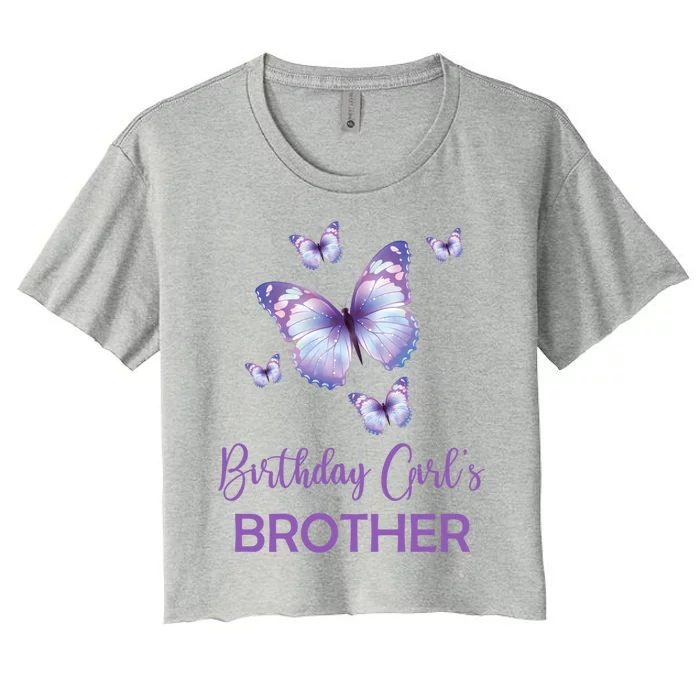 Brother Of The Birthday Butterfly Family 1st Birthday Gift Women's Crop Top Tee