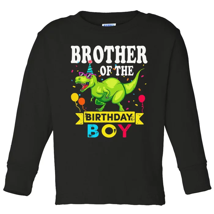 Brother of the Birthday TRex RAWR Dinosaur Birthday Toddler Long Sleeve Shirt