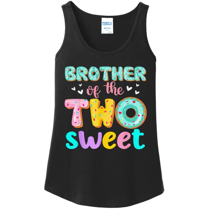 Brother Of The Two Sweet Donut Birthday Family Theme Ladies Essential Tank