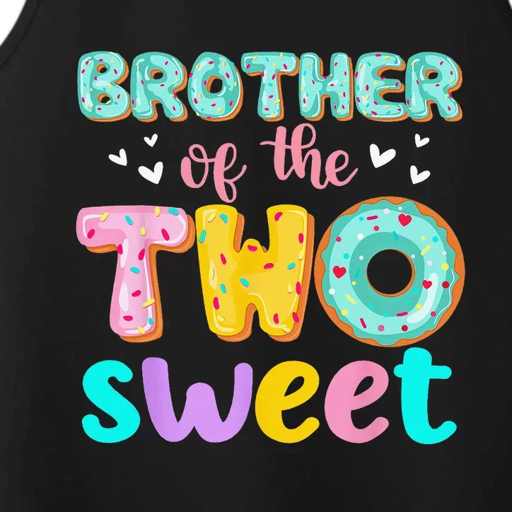 Brother Of The Two Sweet Donut Birthday Family Theme Performance Tank