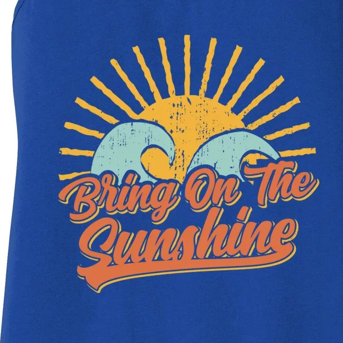 Bring On The Sunshine Retro Sun Summer Beach Waves Gift Women's Racerback Tank